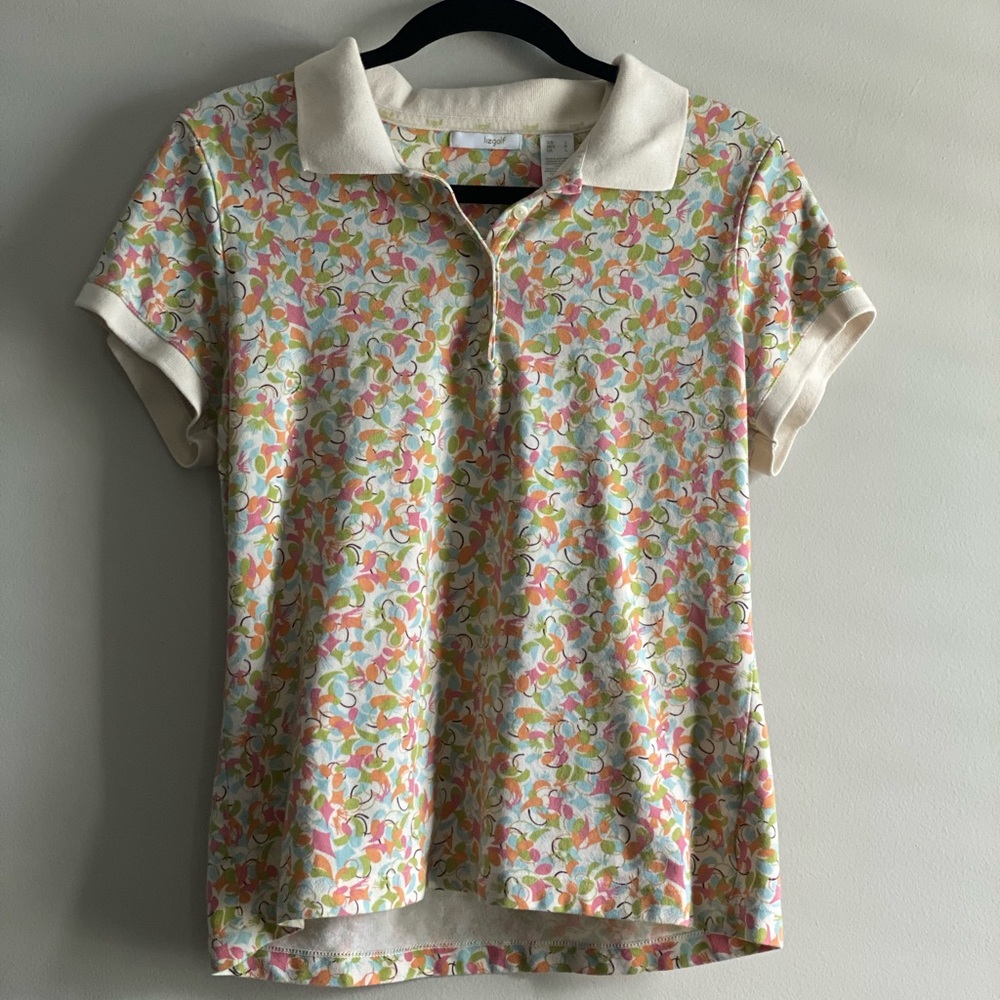 Liz golf collared buttoned golf top size large